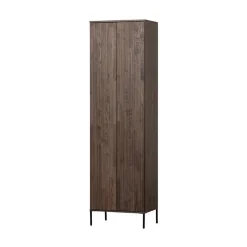 WOOOD Wandkasten|Industriele Kasten|New Gravure Hoge kast met lade essen fineer espresso 60 cm
