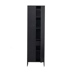 WOOOD Wandkasten|Industriele Kasten|New Gravure Hoge kast met lade grenen zwart 60 cm