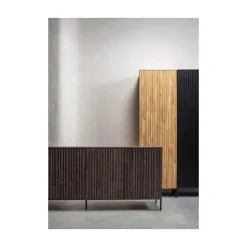 WOOOD Wandkasten|Industriele Kasten|New Gravure Hoge kast met lade grenen zwart 60 cm