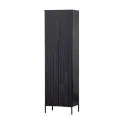 WOOOD Wandkasten|Industriele Kasten|New Gravure Hoge kast met lade grenen zwart 60 cm