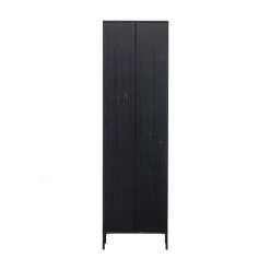 WOOOD Wandkasten|Industriele Kasten|New Gravure Hoge kast met lade grenen zwart 60 cm