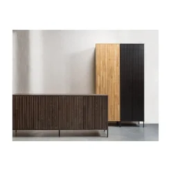 WOOOD Wandkasten|Industriele Kasten|New Gravure Hoge kast met lade grenen zwart 60 cm