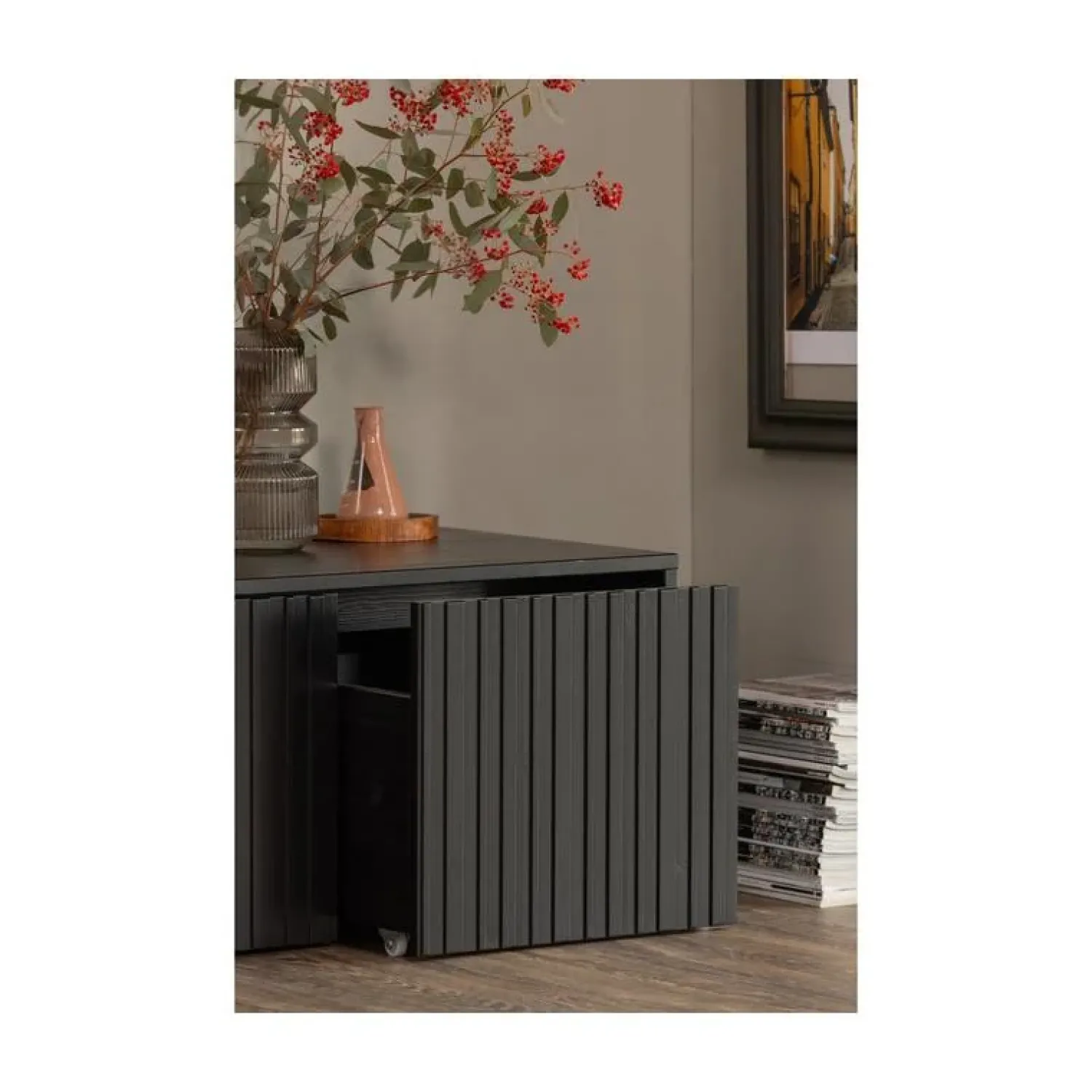 WOOOD Industriele Kasten|New Gravure Kistbank grenen zwart 88 cm