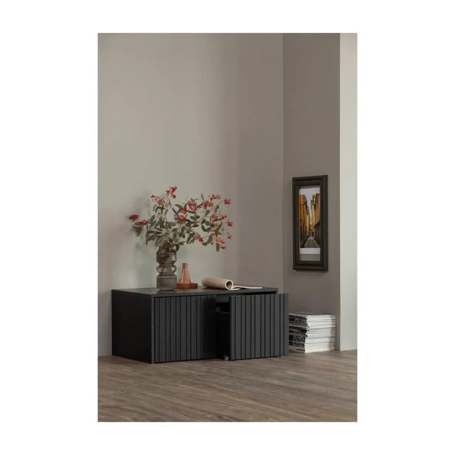 WOOOD Industriele Kasten|New Gravure Kistbank grenen zwart 88 cm