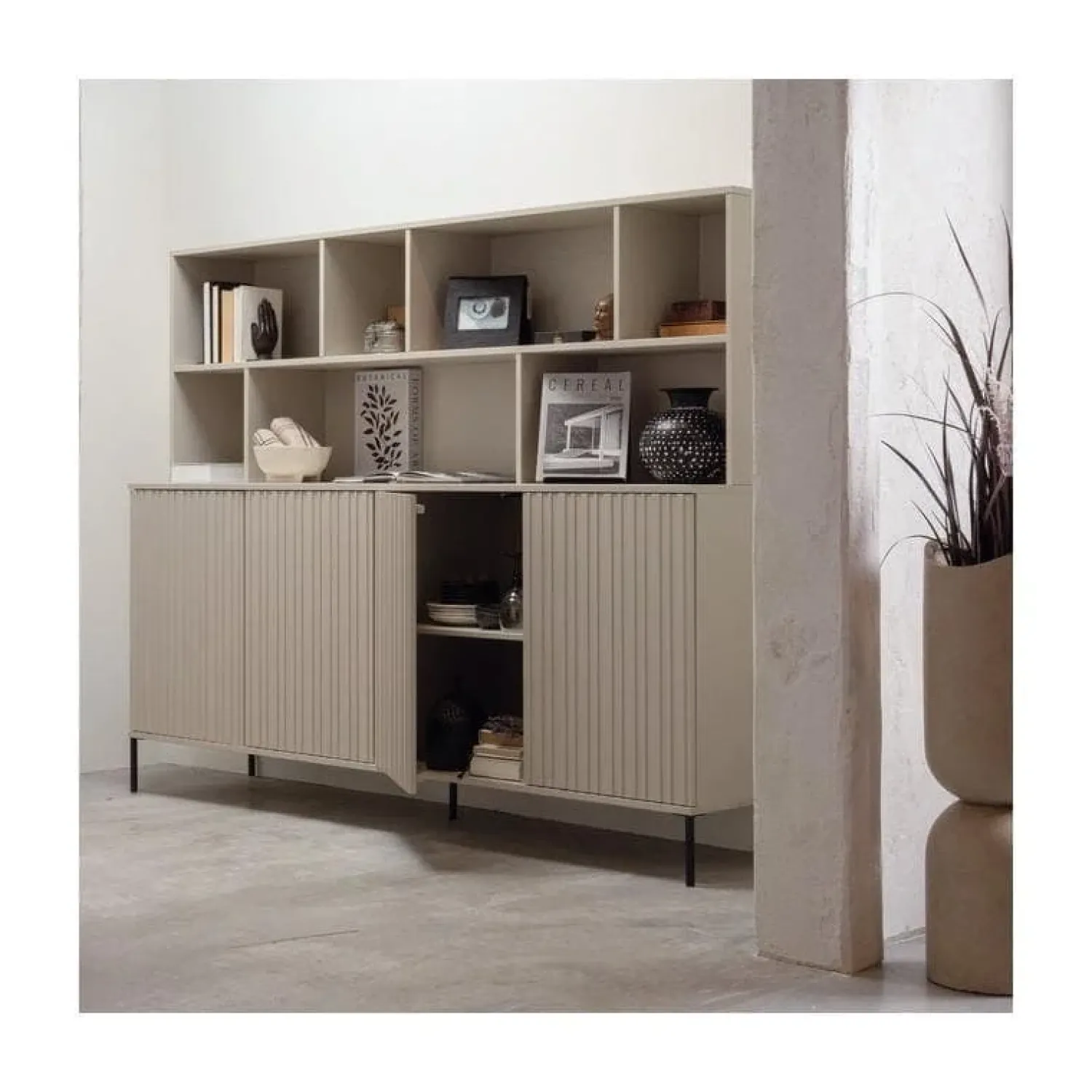 WOOOD Wandkasten|Industriele Kasten|New Gravure Opzetkast grenen dust 200 cm
