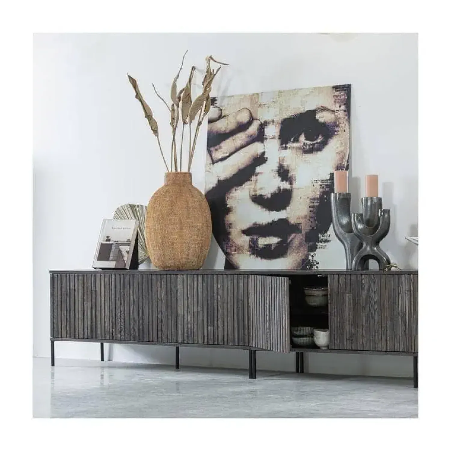 WOOOD Industriele Kasten|Tv Meubels|New Gravure Tv meubel essen fineer espresso 100 cm