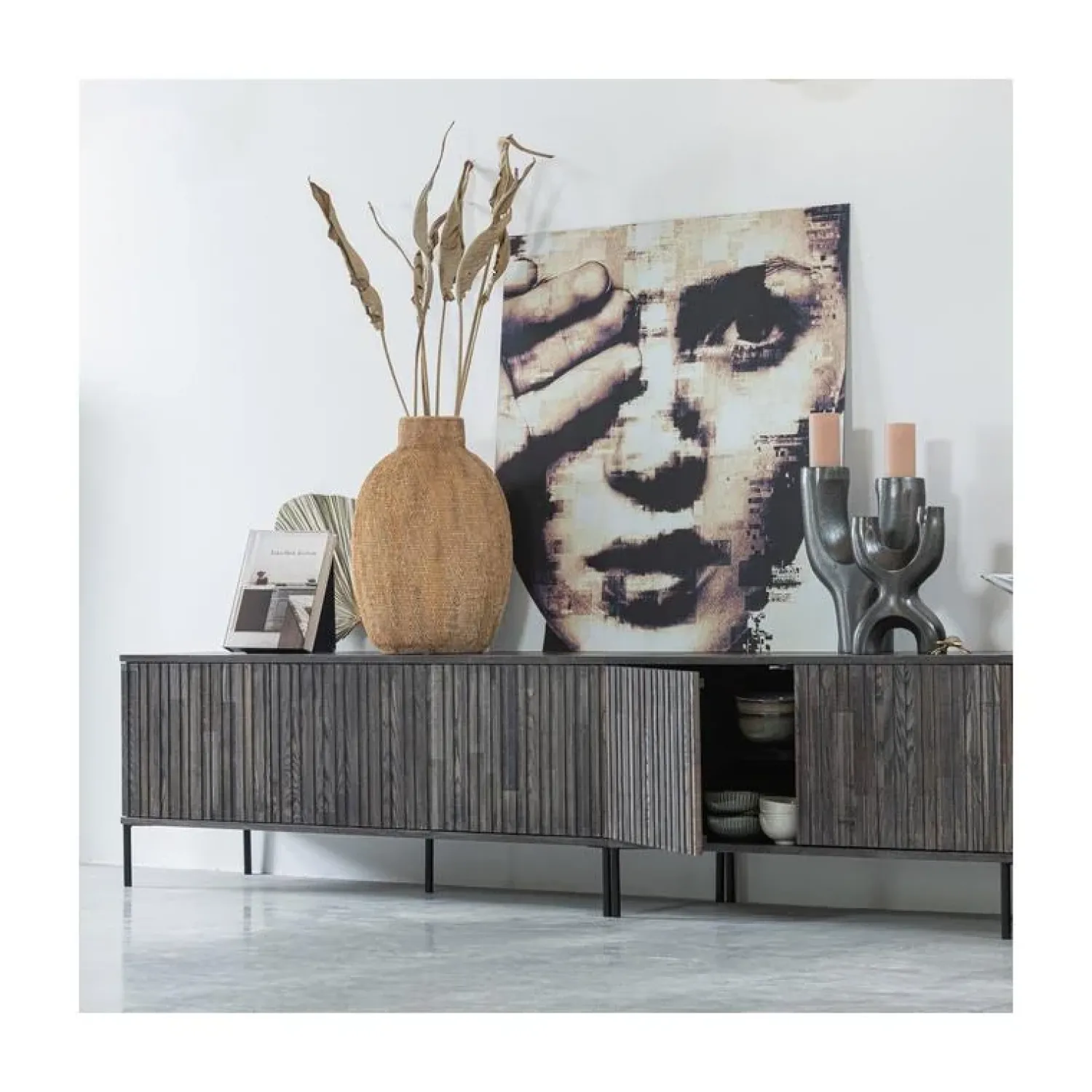 WOOOD Industriele Kasten|Tv Meubels|New Gravure Tv meubel essen fineer espresso 150 cm
