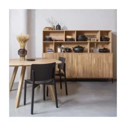 WOOOD Wandkasten|Industriele Kasten|New Gravure Wandkast eiken naturel 200 cm