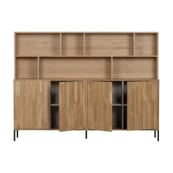WOOOD Wandkasten|Industriele Kasten|New Gravure Wandkast eiken naturel 200 cm