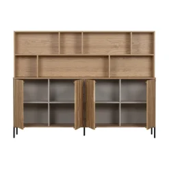 WOOOD Wandkasten|Industriele Kasten|New Gravure Wandkast eiken naturel 200 cm