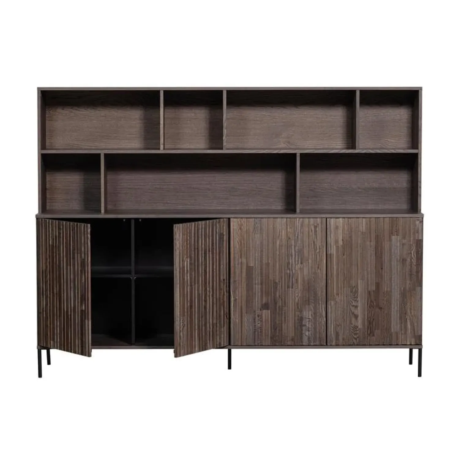 WOOOD Wandkasten|Industriele Kasten|New Gravure Wandkast essen fineer espresso 200 cm