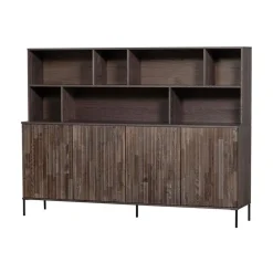 WOOOD Wandkasten|Industriele Kasten|New Gravure Wandkast essen fineer espresso 200 cm