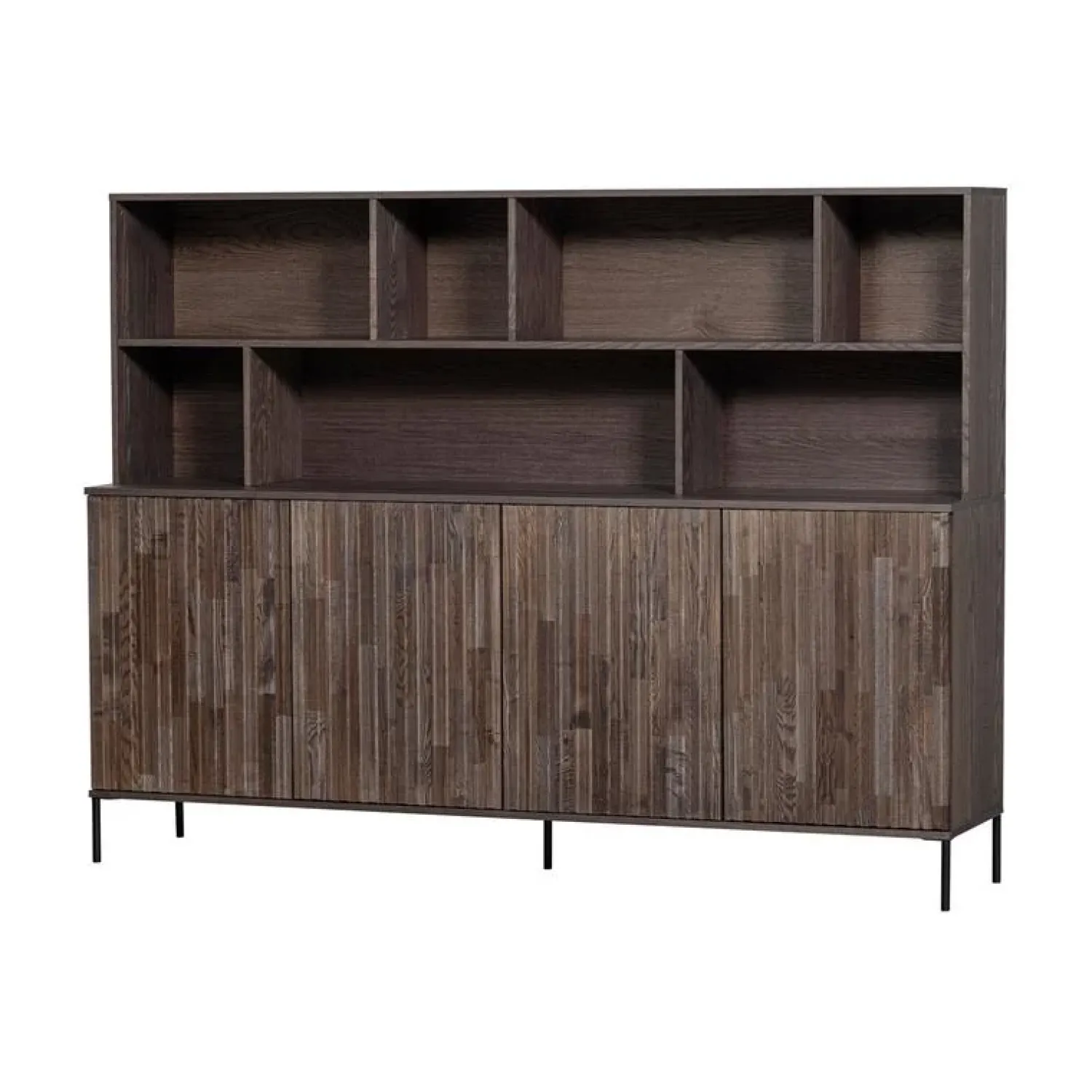 WOOOD Wandkasten|Industriele Kasten|New Gravure Wandkast essen fineer espresso 200 cm