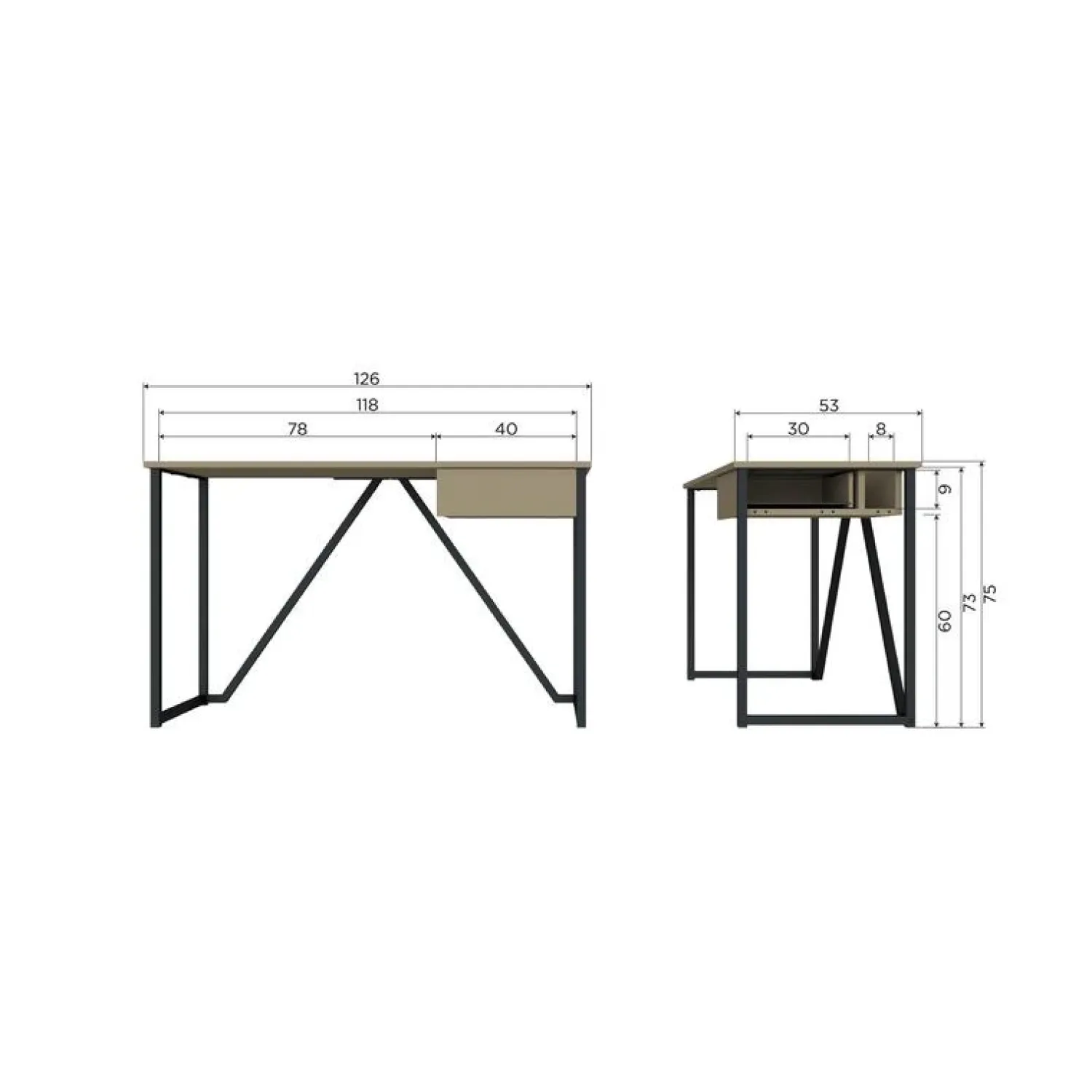 WOOOD Bureautafels|New Julius Bureau Dennenhout Mud 126cm