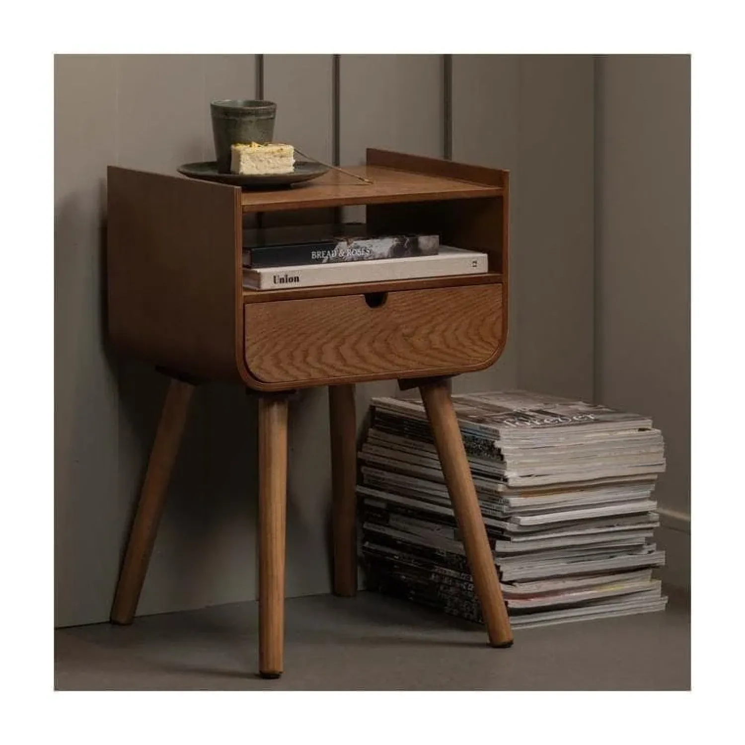 WOOOD Nachtkastjes|Industriele Kasten|Nils Nachtkastje Hout Naturel 36cm