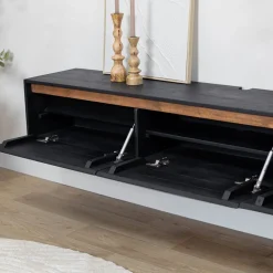 Vane Living Industriele Kasten|Tv Meubels|Nils Zwevend Tv meubel zwart 200cm