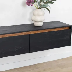 Vane Living Industriele Kasten|Tv Meubels|Nils Zwevend Tv meubel zwart 200cm