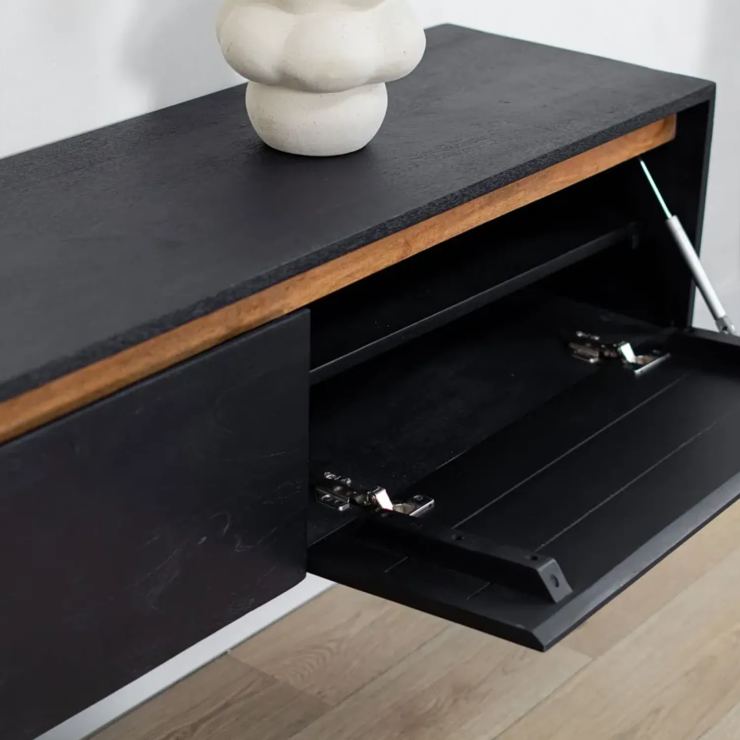 Vane Living Industriele Kasten|Tv Meubels|Nils Zwevend Tv meubel zwart 200cm