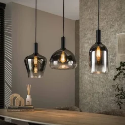 Kalfort Hanglampen|Glazen Hanglamp|Noah 3-lichts Hanglamp Smoke