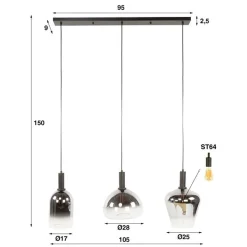 Kalfort Hanglampen|Glazen Hanglamp|Noah 3-lichts Hanglamp Smoke