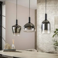 Kalfort Hanglampen|Glazen Hanglamp|Noah 3-lichts Hanglamp Smoke