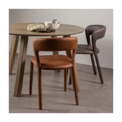 WOOOD Eetkamerstoelen|Noble Eetkamerstoel Leerlook Zwart/Grijs