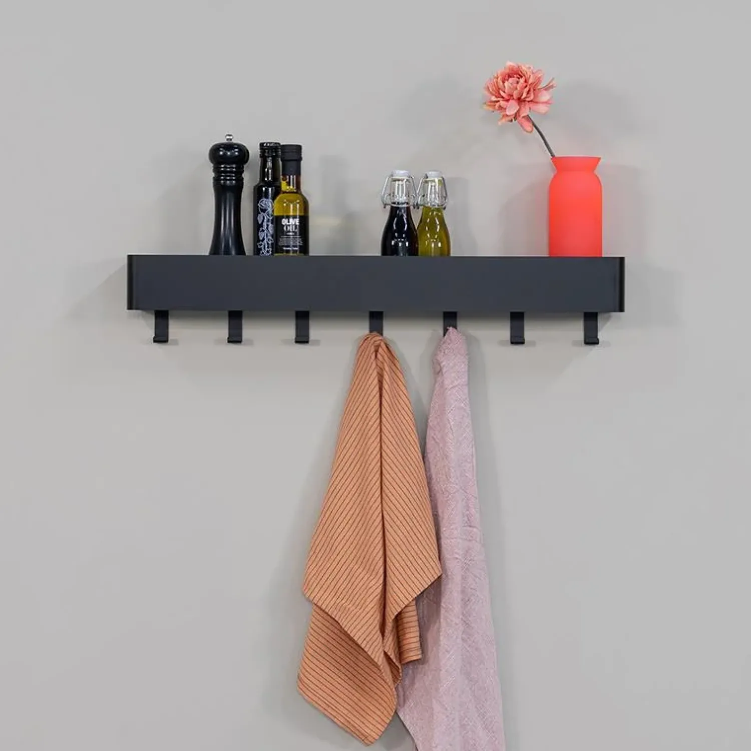 Redin Design Kapstokken|Nolan 7 Wandkapstok Zwart 72cm