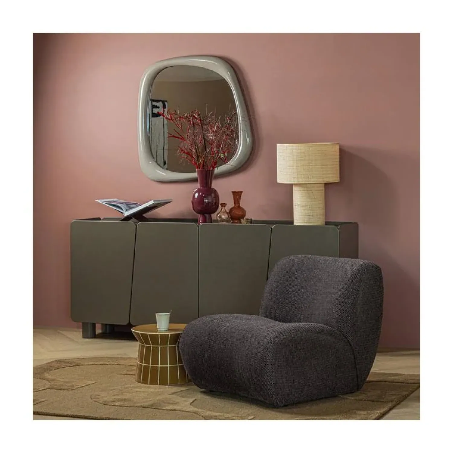 WOOOD Fauteuils|Nomu Fauteuil chenille Antraciet