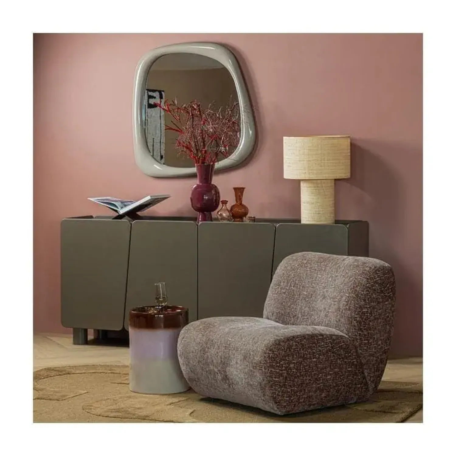 WOOOD Fauteuils|Nomu Fauteuil velvet Lichtbruin