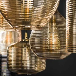 Kalfort Hanglampen|Glazen Hanglamp|Nona 7-lichts Hanglamp Amber glas