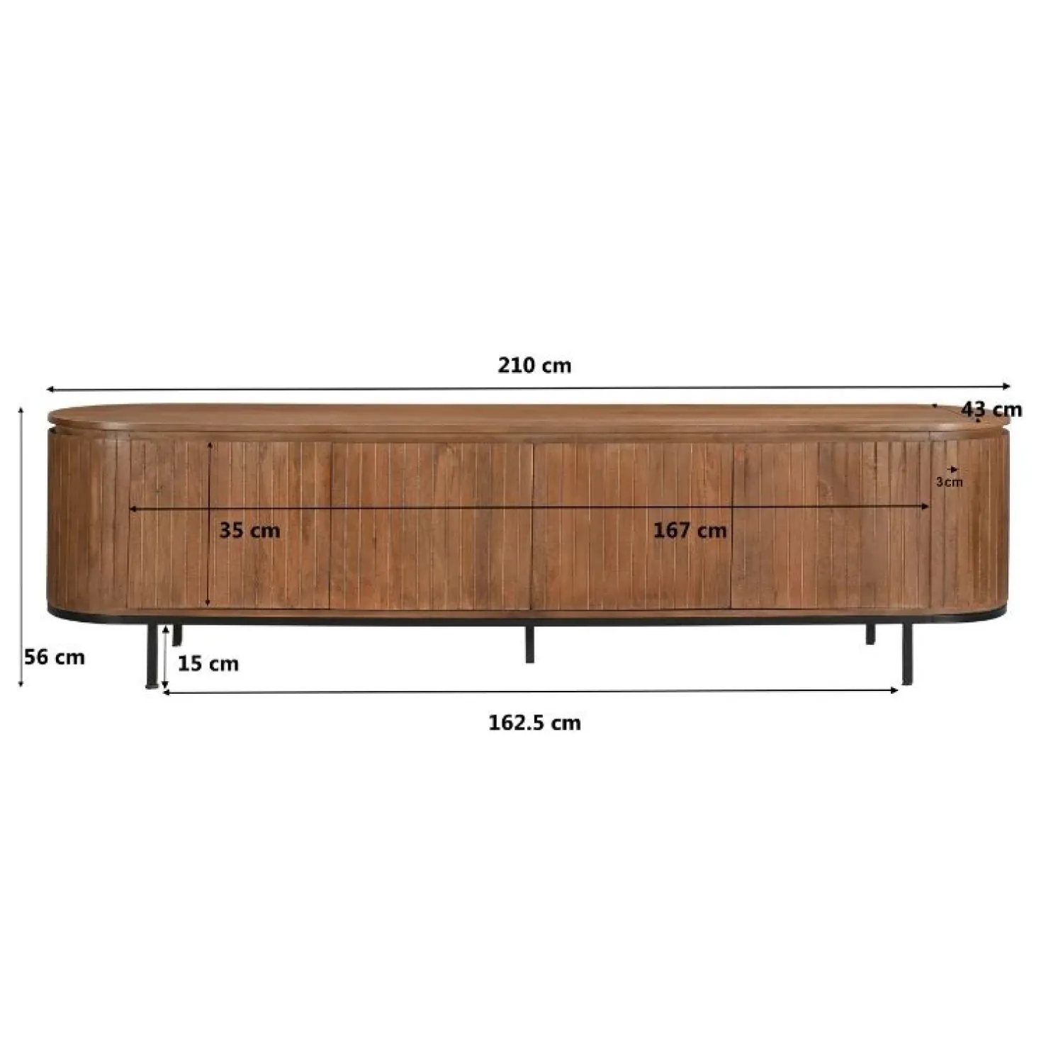 Livingfurn Industriele Kasten|Tv Meubels|Noor tv-meubel 210cm naturel