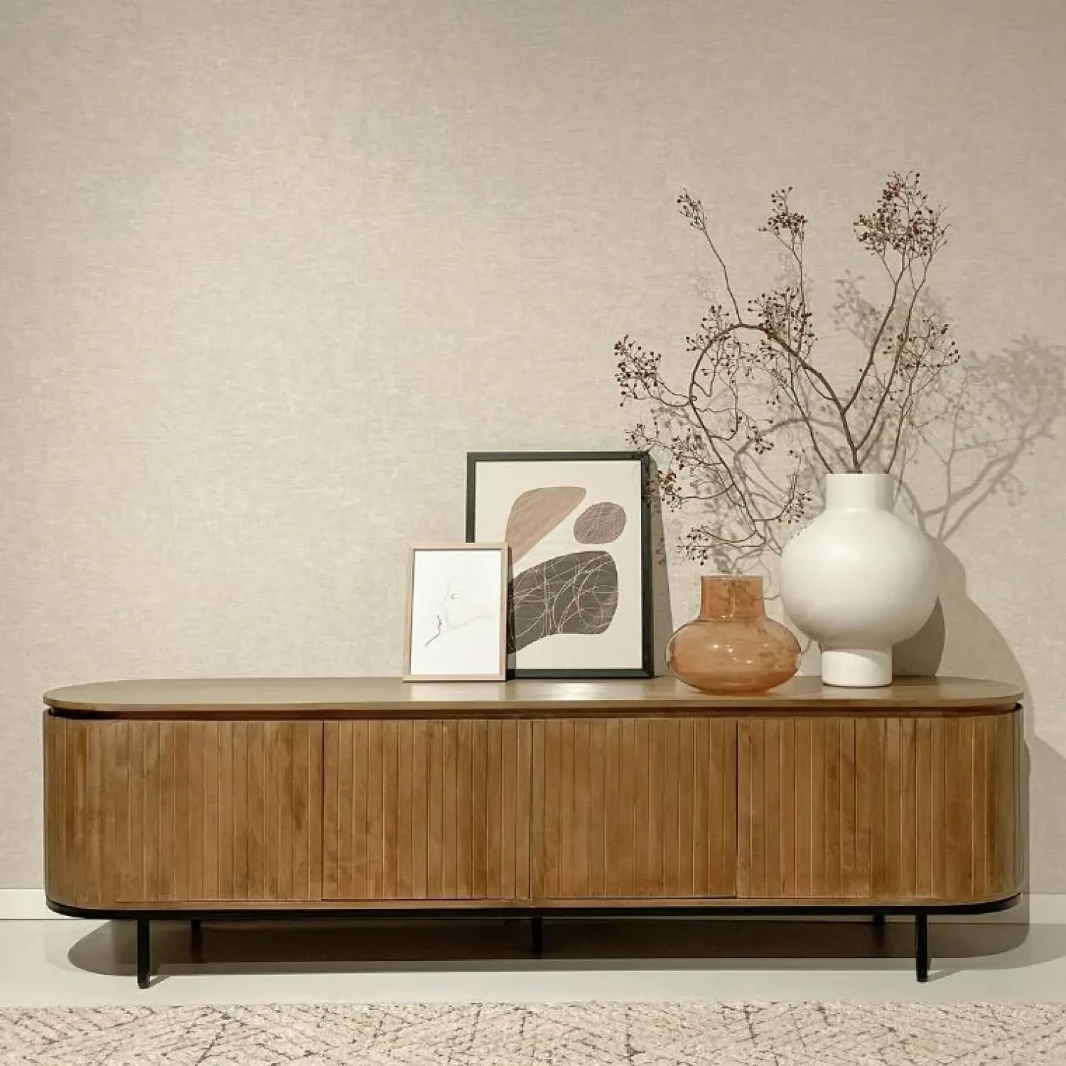 Livingfurn Industriele Kasten|Tv Meubels|Noor tv-meubel 210cm naturel