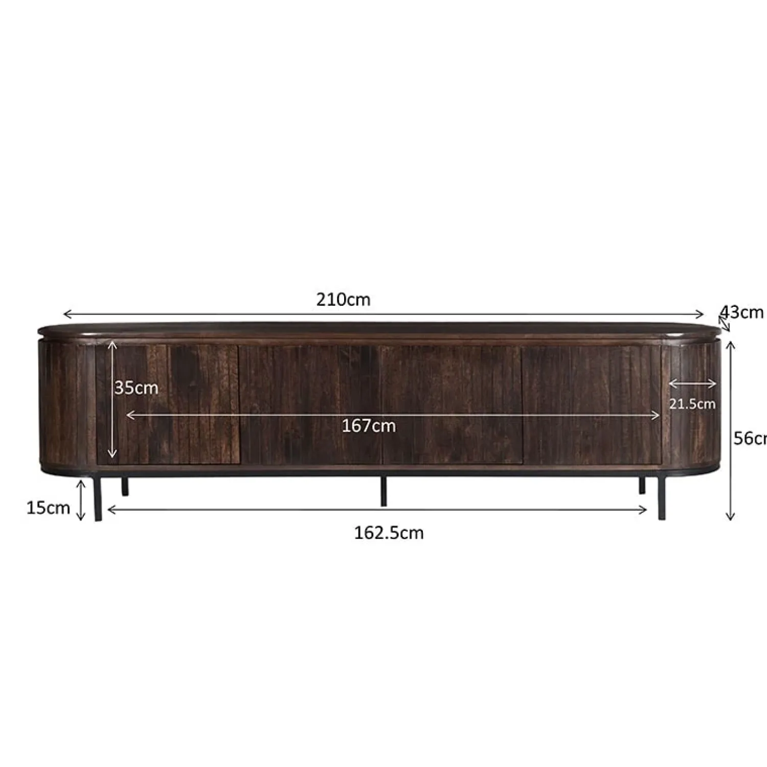Livingfurn Industriele Kasten|Tv Meubels|Noor tv-meubel 210cm walnoot