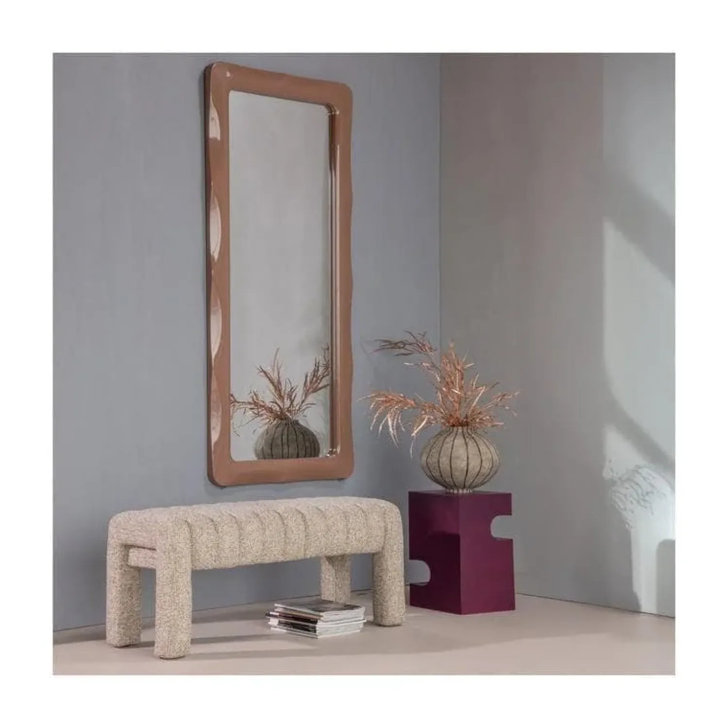 WOOOD Spiegels|Norea Passpiegel Hoogglans Oudroze 180cm