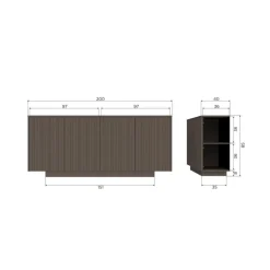 WOOOD Dressoirs|Industriele Kasten|Nova Dressoir Dennenhout Truffelbruin 200cm