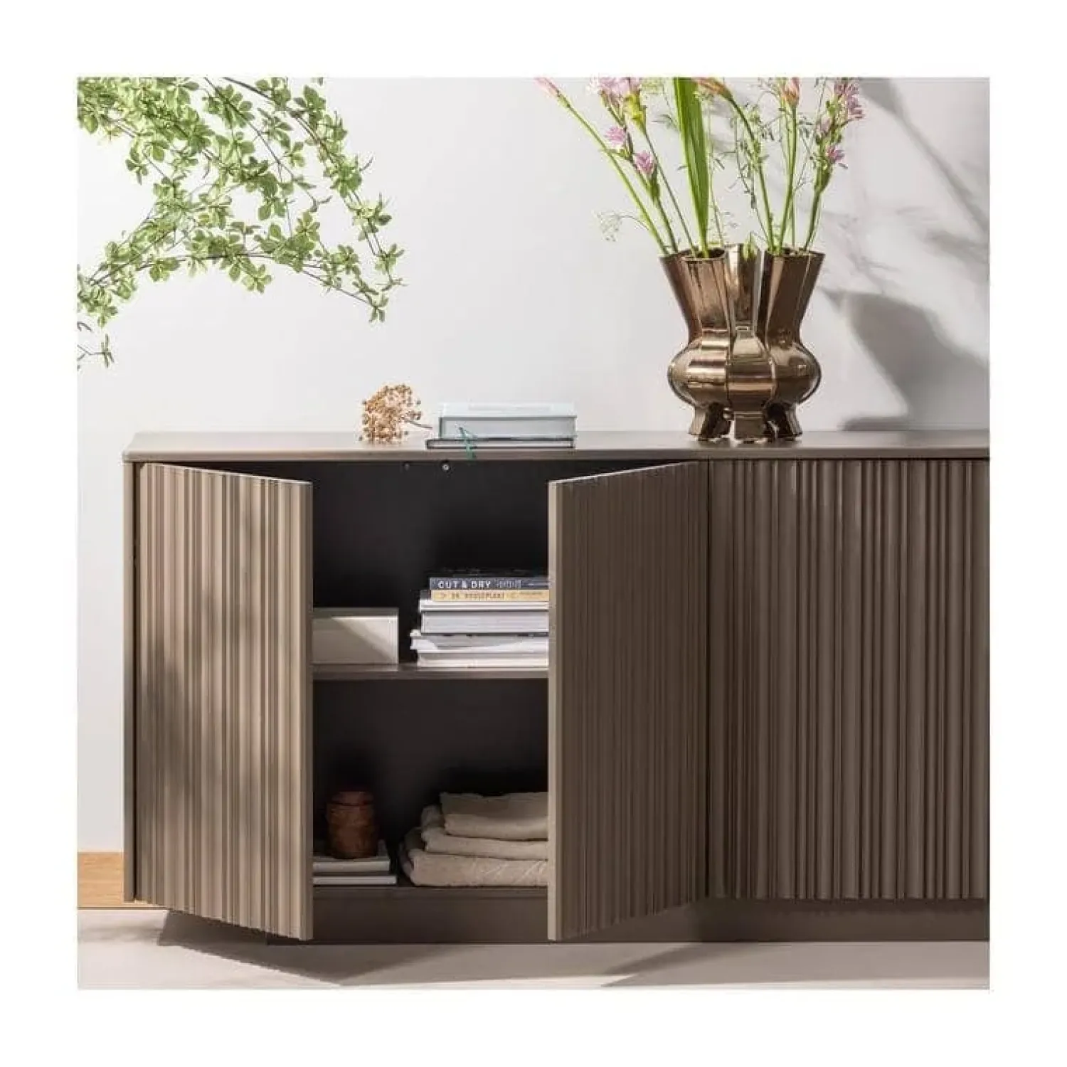 WOOOD Dressoirs|Industriele Kasten|Nova Dressoir Dennenhout Truffelbruin 200cm