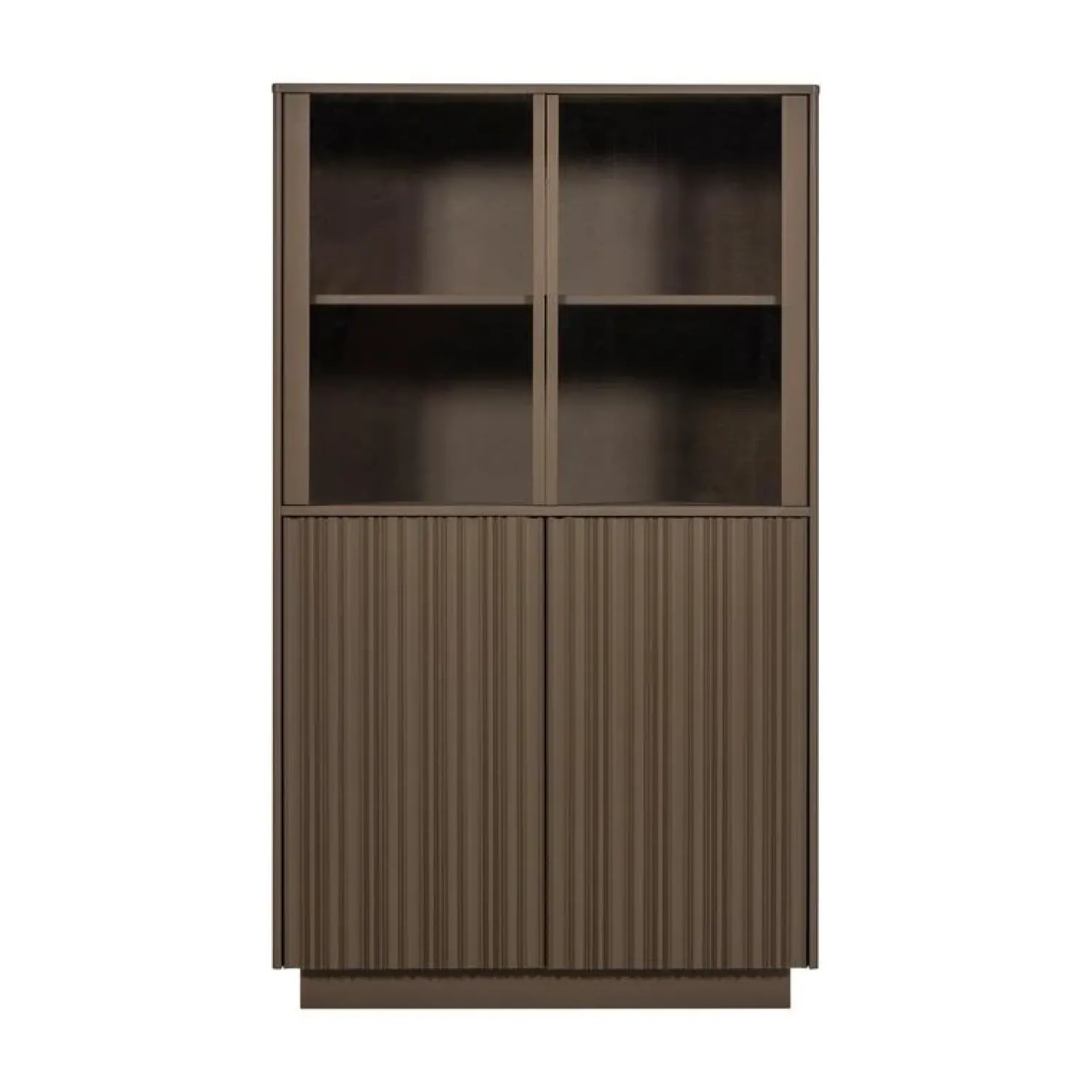 WOOOD Vitrinekasten|Industriele Kasten|Nova Lage Vitrinekast Dennenhout Truffelbruin 102cm