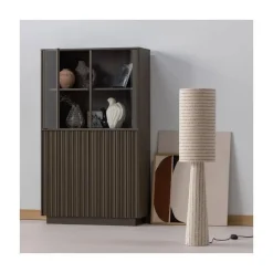 WOOOD Vitrinekasten|Industriele Kasten|Nova Lage Vitrinekast Dennenhout Truffelbruin 102cm