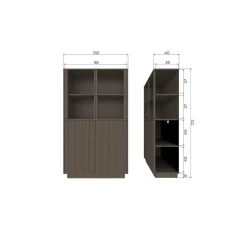 WOOOD Vitrinekasten|Industriele Kasten|Nova Lage Vitrinekast Dennenhout Truffelbruin 102cm
