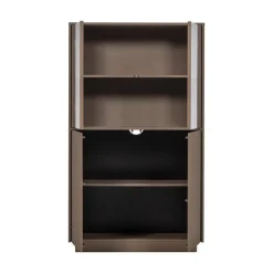 WOOOD Vitrinekasten|Industriele Kasten|Nova Lage Vitrinekast Dennenhout Truffelbruin 102cm