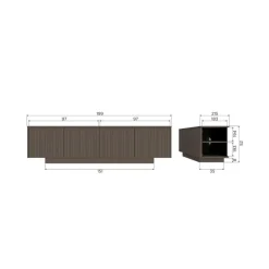 WOOOD Industriele Kasten|Tv Meubels|Nova TV Meubel 200cm Dennenhout Truffelbruin 200cm