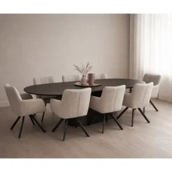 Livingfurn Eettafels|Novero Eettafel Espresso eiken ovaal 280cm
