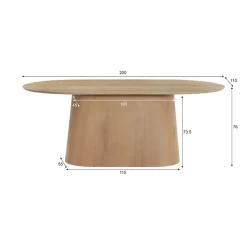 Livingfurn Eettafels|Novero Eettafel naturel eiken ovaal 200cm