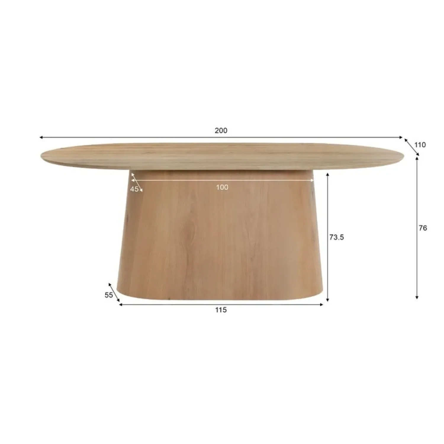 Livingfurn Eettafels|Novero Eettafel naturel eiken ovaal 200cm
