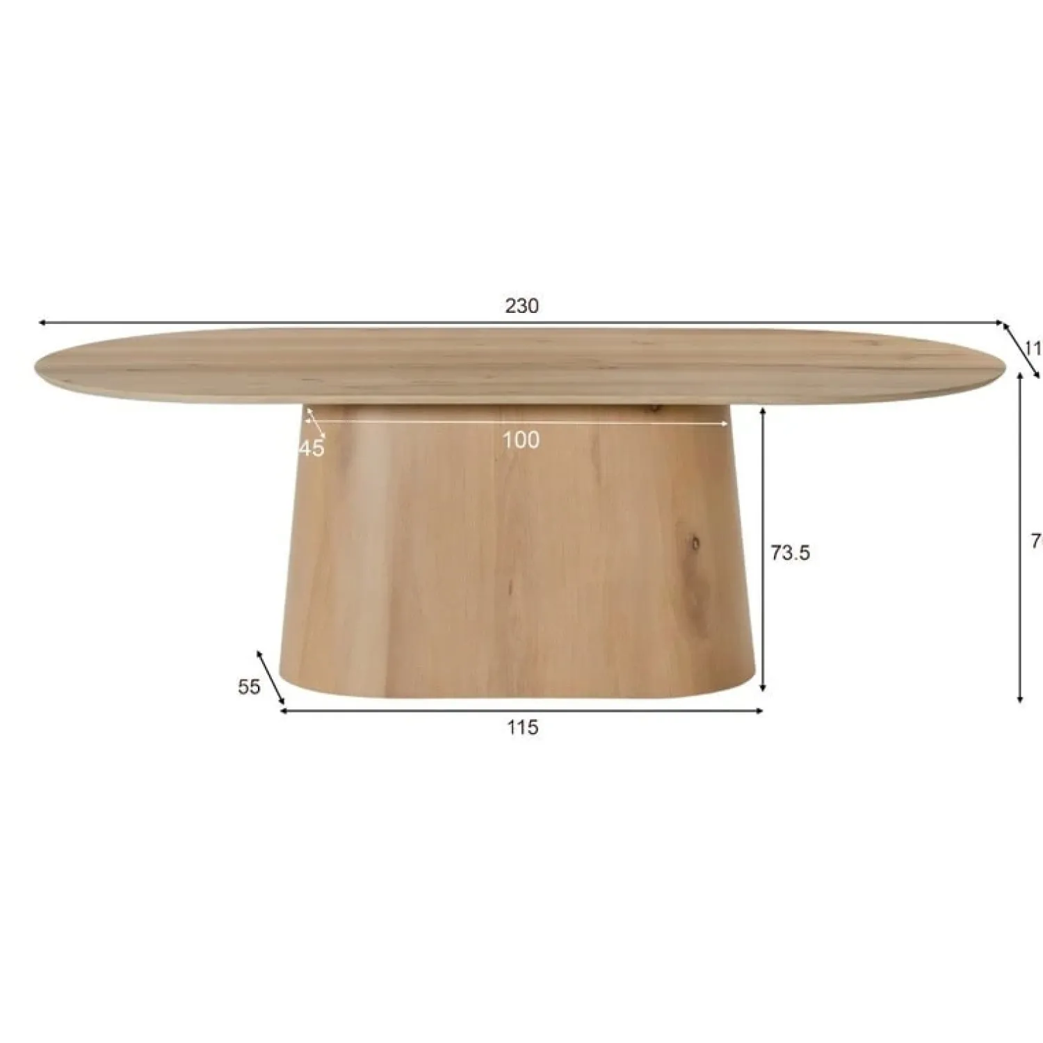 Livingfurn Eettafels|Novero Eettafel naturel eiken ovaal 230cm