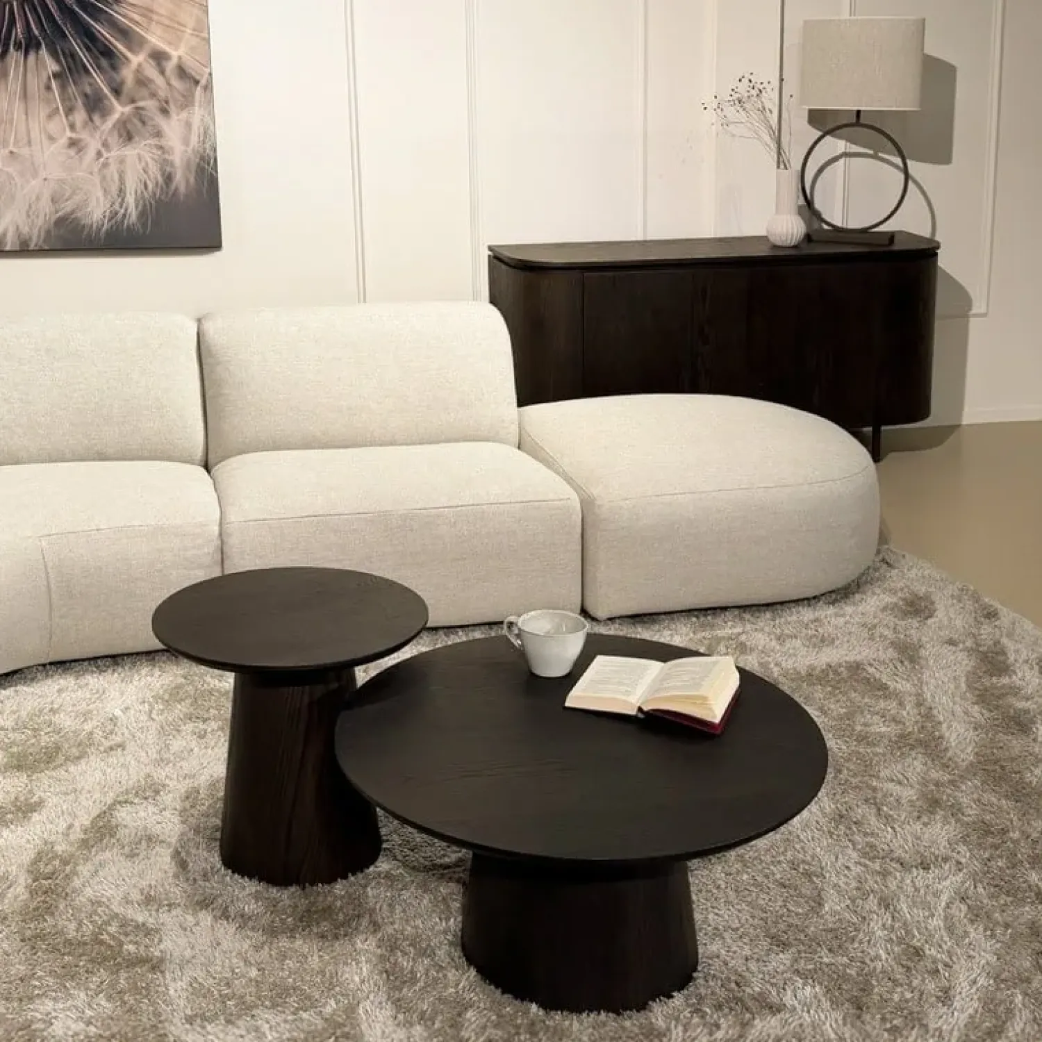 Livingfurn Salontafels|Novero Salontafel Espresso eiken 50cm rond