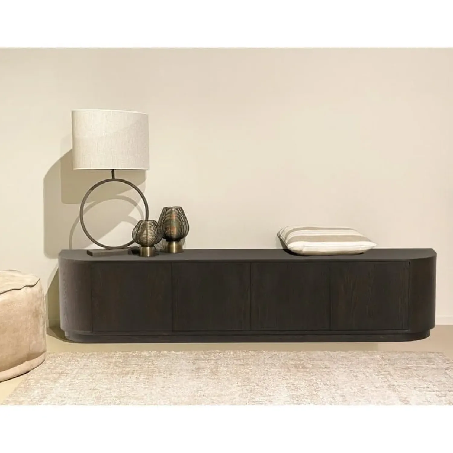 Livingfurn Industriele Kasten|Tv Meubels|Novero Tv meubel Espresso eiken 220cm