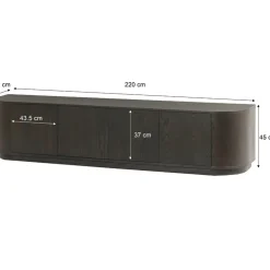 Livingfurn Industriele Kasten|Tv Meubels|Novero Tv meubel Espresso eiken 220cm