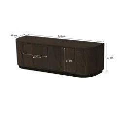 Livingfurn Industriele Kasten|Tv Meubels|Novero Tv meubel Espresso eiken 140cm