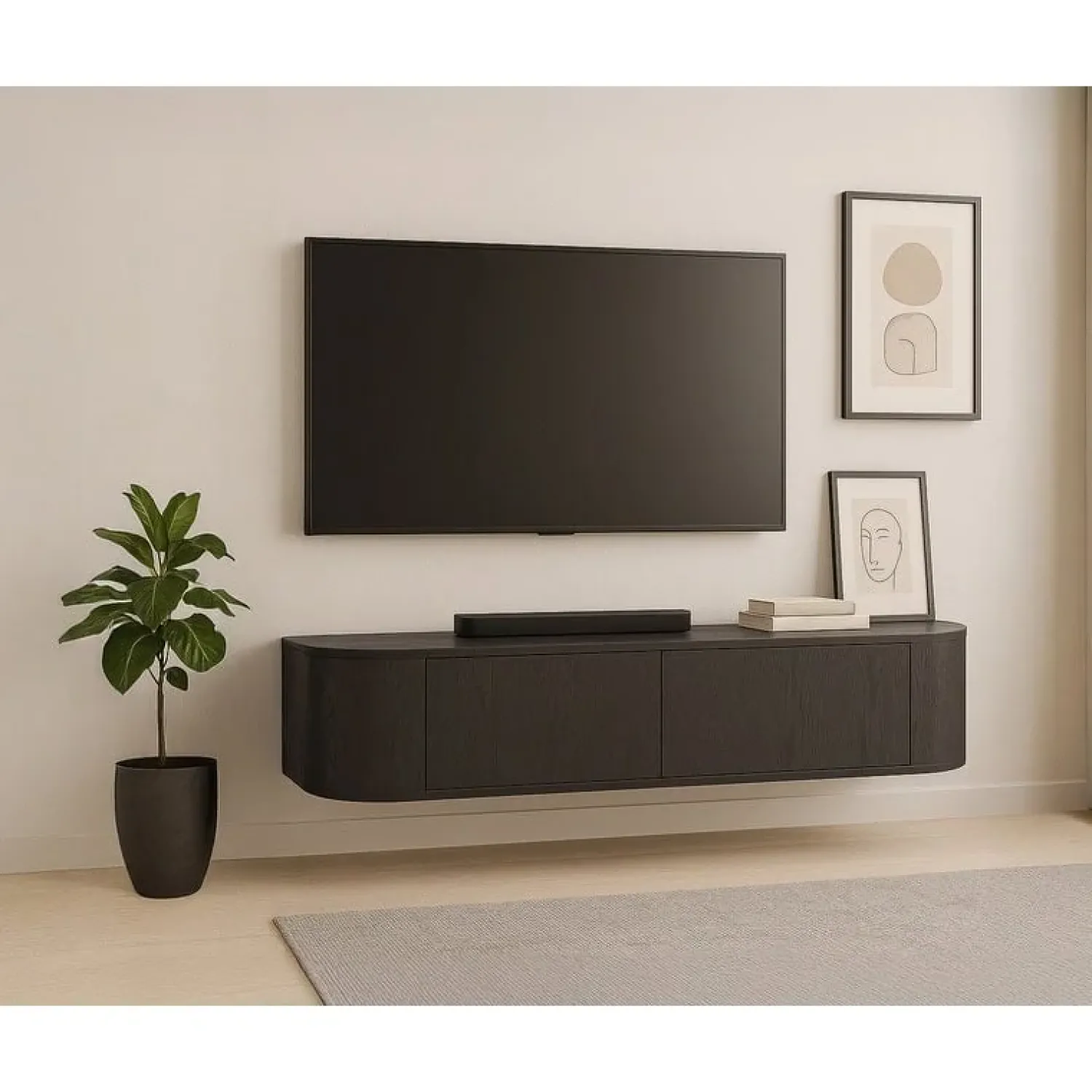 Livingfurn Industriele Kasten|Tv Meubels|Novero Zwevend Tv meubel Espresso eiken 140cm